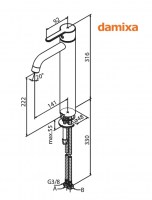 MONOMANDO LAVABO CAÑO ALTO SILHOUET DAMIXA